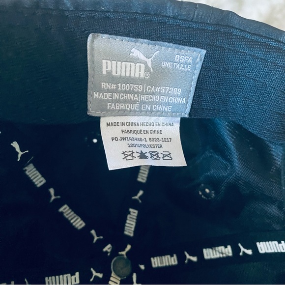 Puma Black Adult Baseball Cap Activewear Athletic Adjustable Hat White Logo - Picture 4 of 6